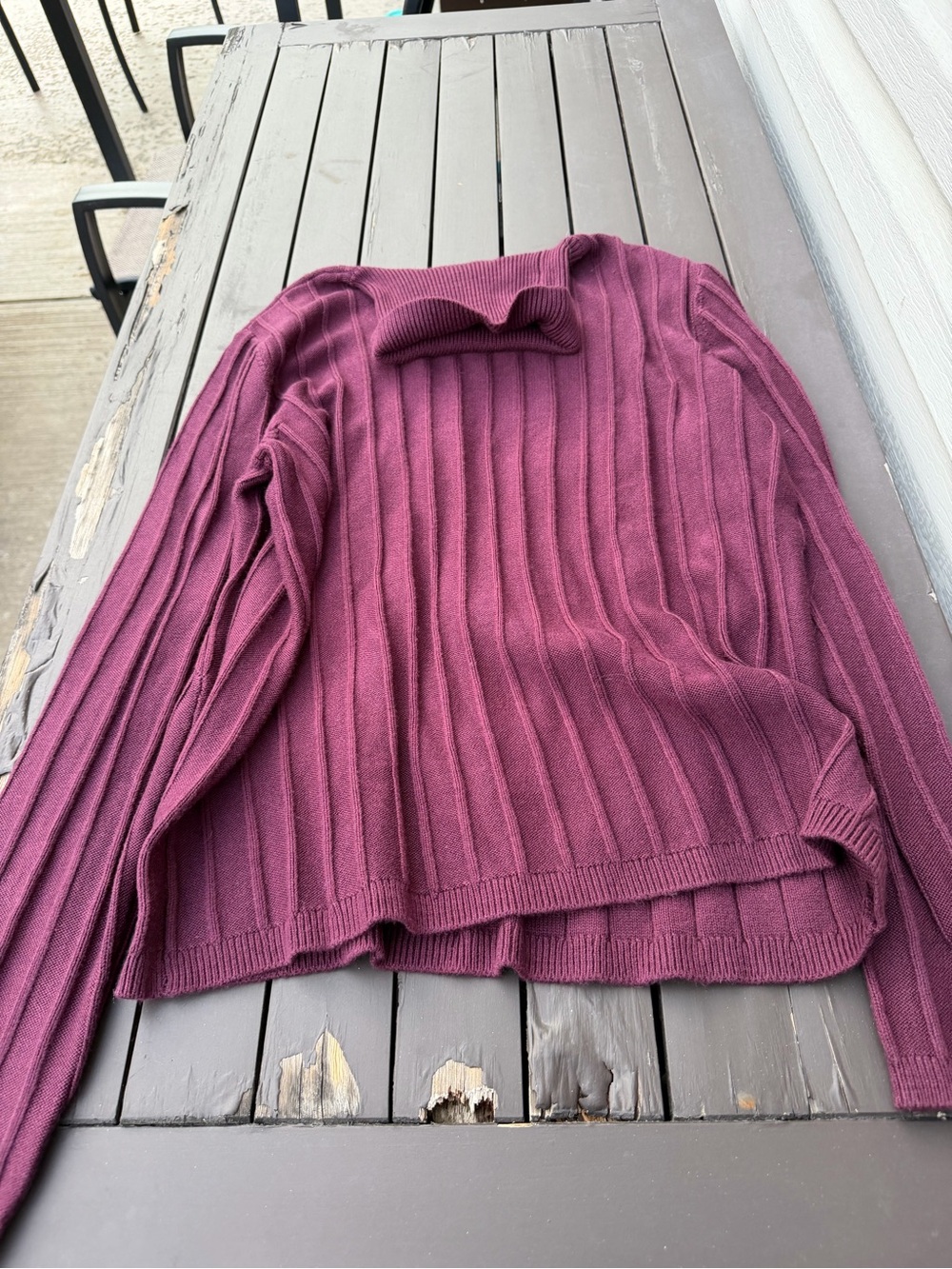 Ann Taylor Ribbed Turtleneck Sweater in Plum